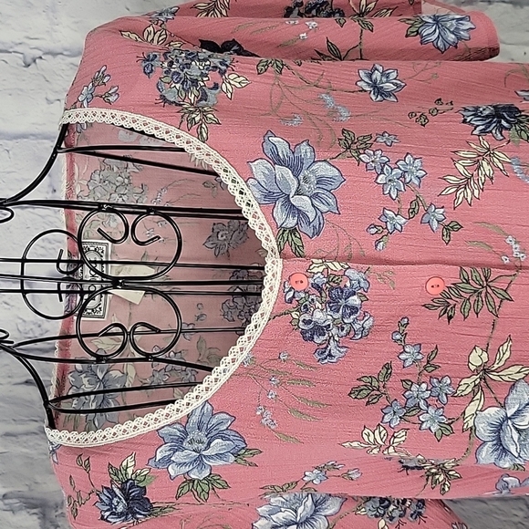 BONJOUR Lace and Ruffled Floral Blouse Large‎ - Picture 2 of 6